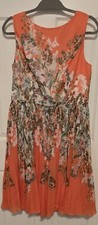 Adrianna Papell Gardenia Pleated Dress Fit & Flare Sleeveless Peach 12 MSRP $150