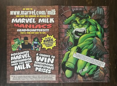 1998 Got Milk? Incredible Hulk Two Page Original Color Ad with 3 Card Promo Set