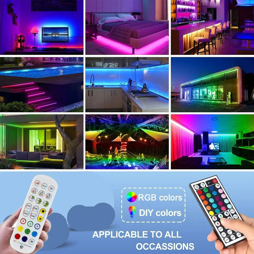 LED Stripe RGB Leiste Streifen 5050 Band Wasserdicht IP65 Lichterkette 12V 1-30m - Bild 2 von 4