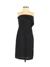 Ann Taylor LOFT Dress Womens 0 Black Strapless Pleated Cocktail Pencil