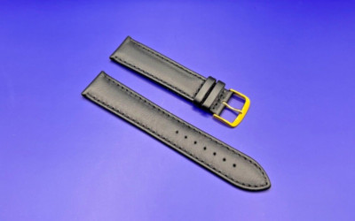 Uhrenarmband 22 mm XL Kalbleder Schwarz Echtleder EULIT  Taurus ,Made in Germany