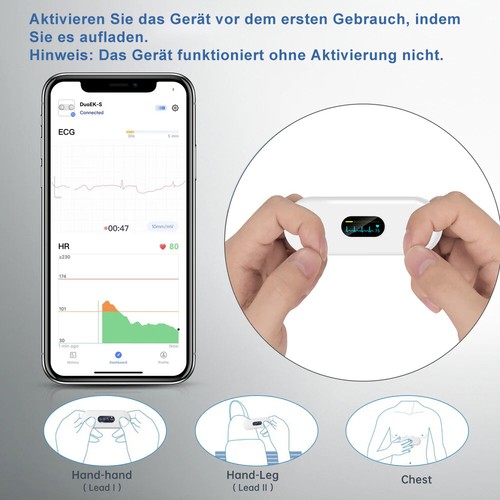 DuoEK-S Mobiles EKG Gerät, Bluetooth Tragbarer Herzmonitor KI-Analyse über App - Bild 7 von 12