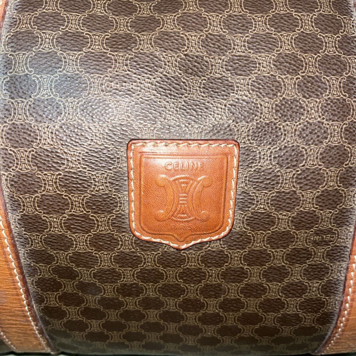 Celine Vintage Duffle Bag Macadam Coated Canvas Large Brown Celine Vintage Duffle Bag Macadam Coated Canvas Large Brown