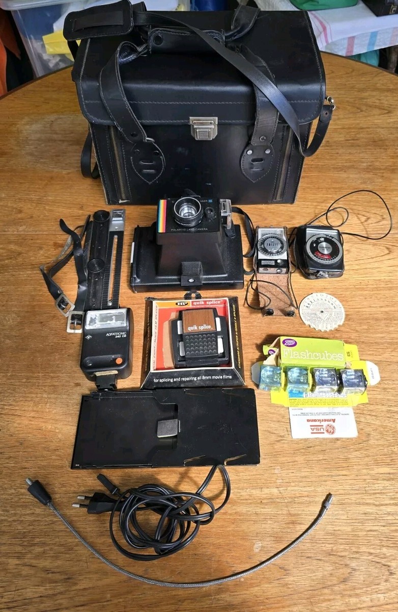 Vintage POLAROID LAND CAMERA Case and Contents Untested UK