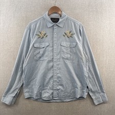 Howler Bros Gaucho Snap Shirt Medium Blue Orange Blossoms Embroidered Western 