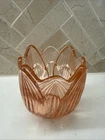 Vintage Fenton Pink Glass Tulip Votive Candle  Holder Marked Logo