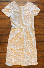 Vintage 70s Handmade Ivory Lace Sheath Dress Cottagecore Womens Size Small