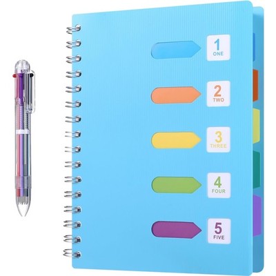 Spiralblock A5 mit 5 Register-Tabs, 120 Blatt, liniert, Kunststoff-Cover