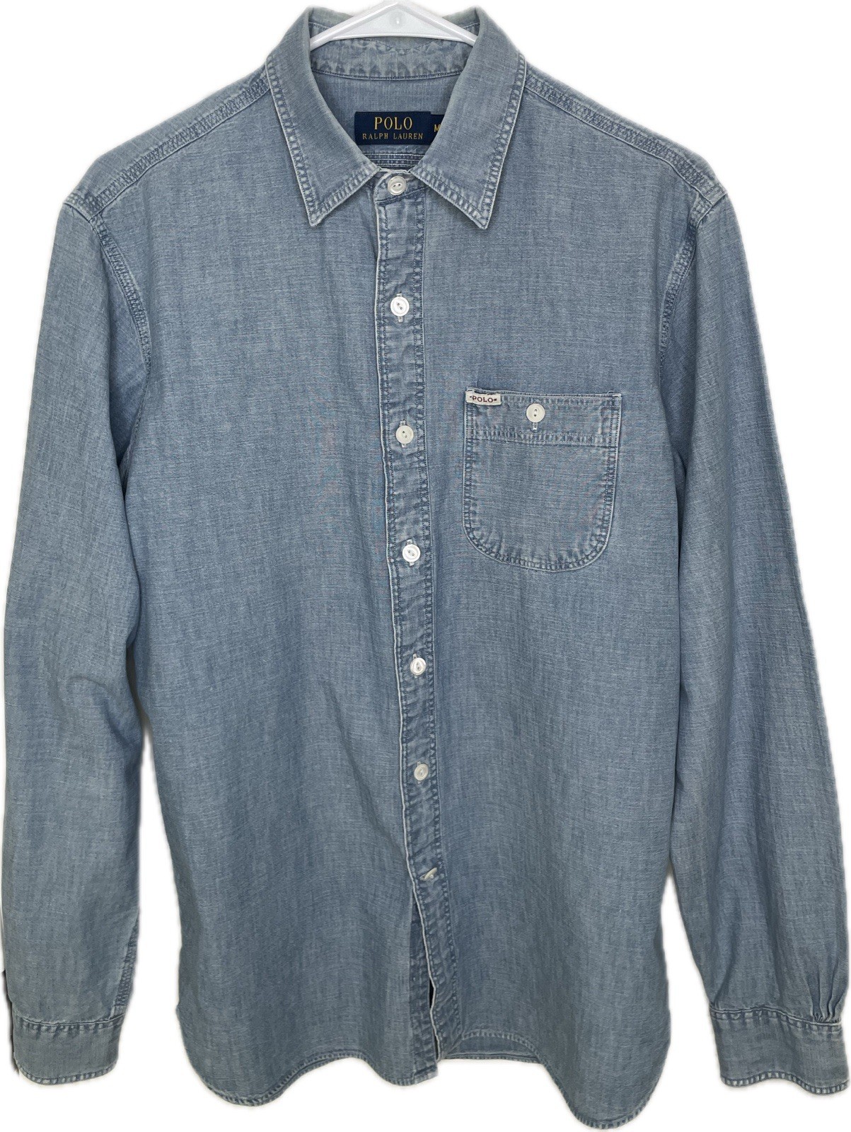 Polo Ralph Lauren Mens Denim Workshirt Chambray Long Sleeve Size M