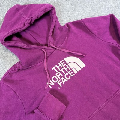 The North Face Hoodie Womens XL Purple Half Dome Logo Fleece Pullover Kangaroo