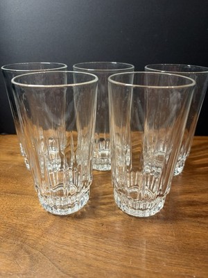 Set Of 5 VTG Arcoroc France LANCER Clear Vertical Cut 11.5 OZ Beverage Glass