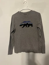 Patagonia Youth XL 14 Fitz Roy Bear T-Shirt Long Sleeve Organic Cotton 62229