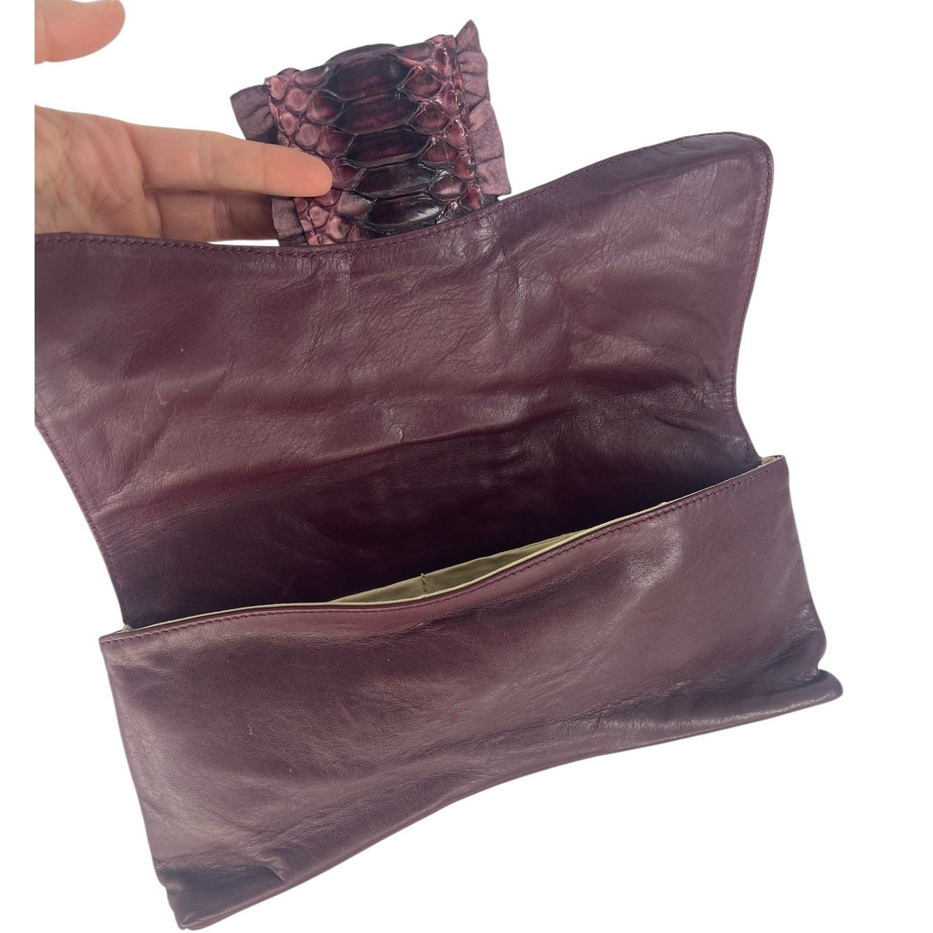 LAI Real Python Skin Leather Clutch - image 11
