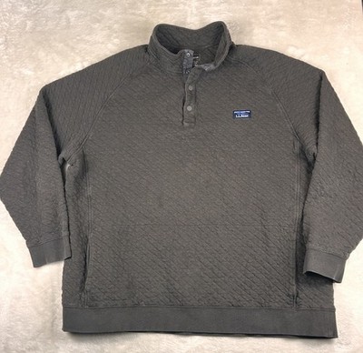 LL Bean Quilted Pullover Mens Sz 3XL Brown Snap Mock Neck Outdoor Casual 510047