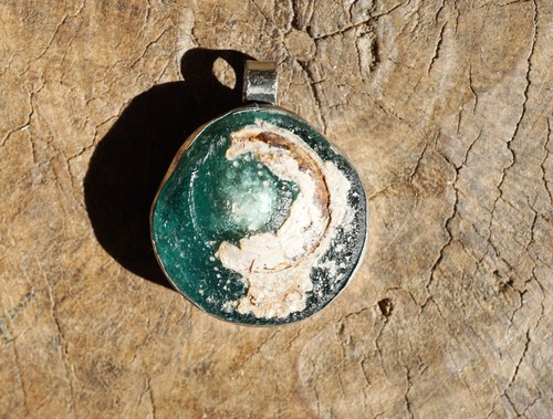 Rare Afghan Ancient Roman Glass Pendant - 1.25"x1.25" (2854D852) Rustic