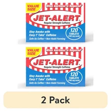 (2 pack) Jet Alert Regular Strength Caffeine, Restore Mental Alertness, 100Mg, 1