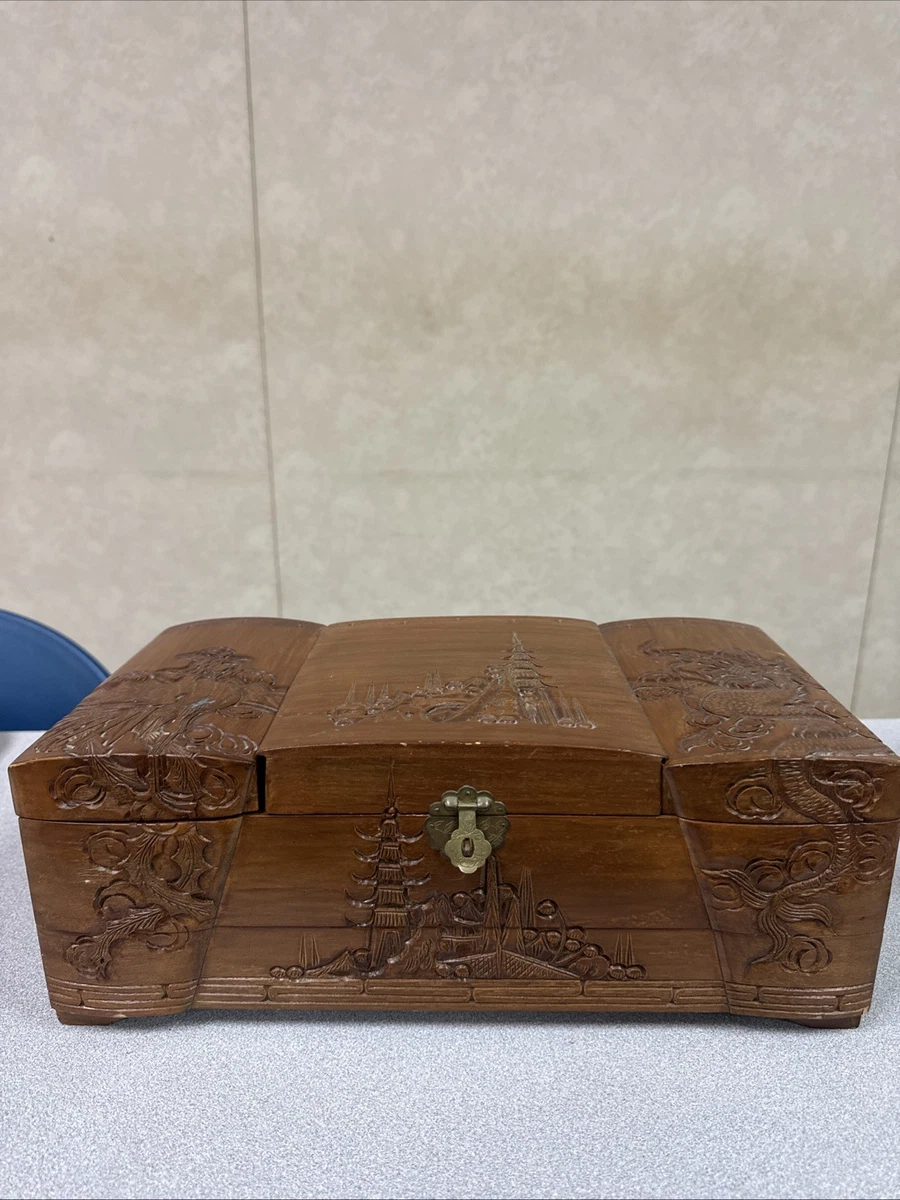 雕刻木盒在中式古董盒子| eBay