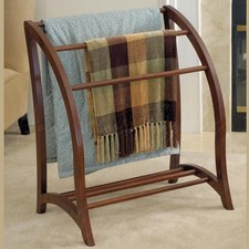 Walnut Finish Wooden Quilt Blanket Rack Holder Display Stand Storage Home Decor