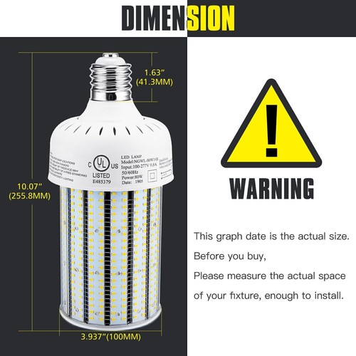 【2 PACK】80W LED Corn Cob Bulb 5000K For Workshop Gas Station Garage Office Light - Picture 8 of 12