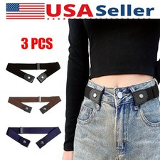 No Bulge Hassle Elastic Invisible Waist Belt for Jeans, Buckle Free 3-Pack