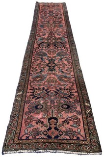 Genuine Hand Knotted Antique Tribal Saroukh Wool Area Runner Rug 10.5 x 2.3 Ft