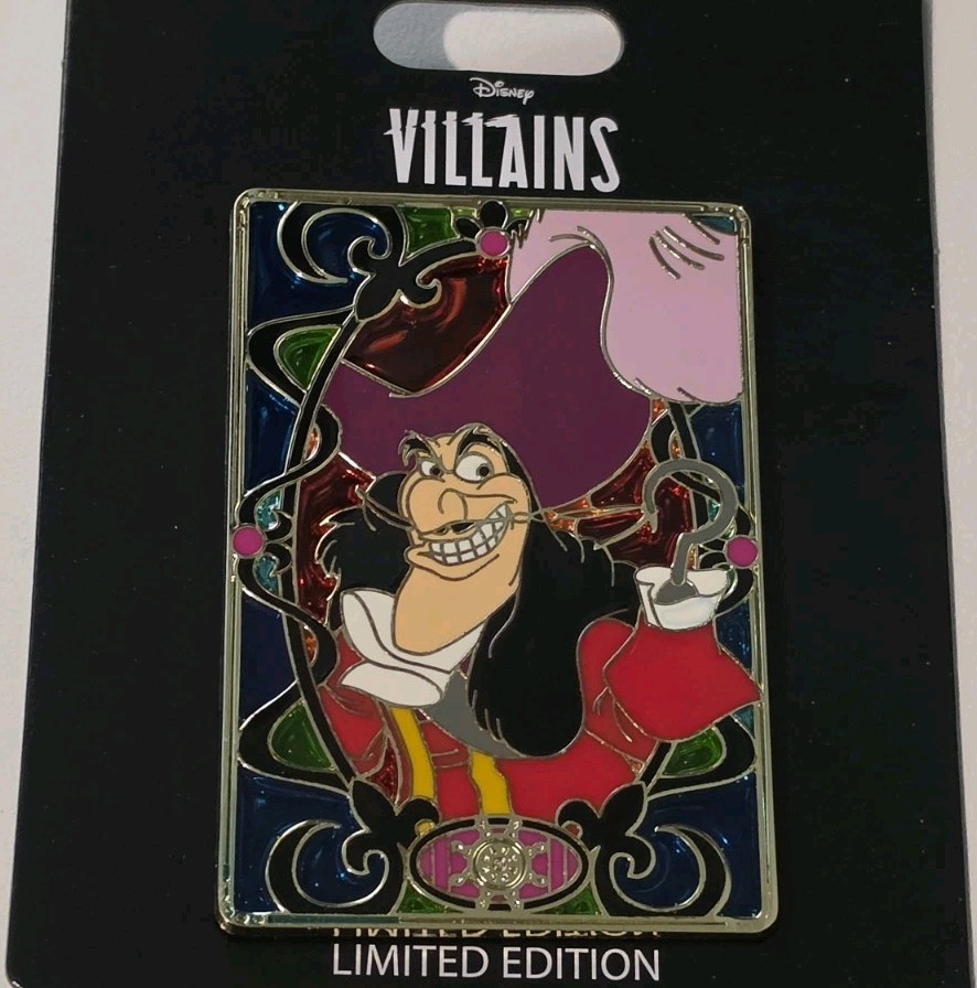 Disney Pin PALM Pink ala Mode Stained Glass Villain Captain Hook LE 300