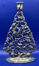 Christmas Tree Candle Centerpiece Adorable Silver Plated