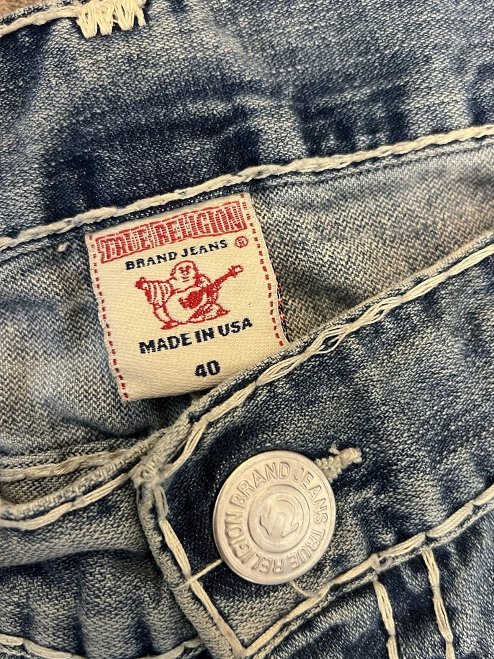 Pantalones de mezclilla True Religion Y2k Billy Super T desgastados bootcut para hombre, talla 40X33 Foto 3 de 4