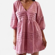 Talulah FP-Style Mini Dress Size M | Boho Cotton Peasant Dress | Pockets