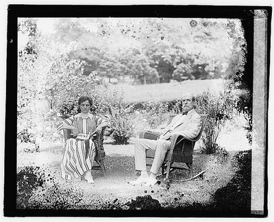 Photo:Mrs. Hughes Chas. E. Portrait 1910s Garden Sitting