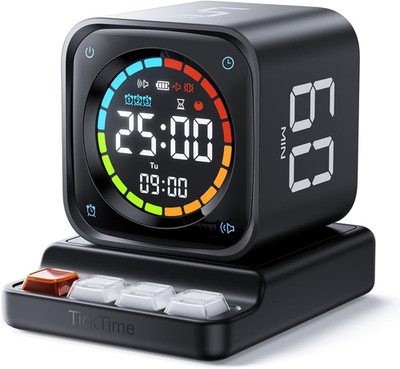 TK3 Pomodoro Timer Cube, Desk Productivity Timer with 5/10/30/60 Min Presets, Cu
