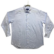 David Donahue Dress Shirt Mens 18 Blue Long Sleeve 100 Cotton Button Up