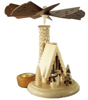 RäUcherpyramide SkihüTte 26Cm NEU Tischpyramide Erzgebirge Holz Pyramide