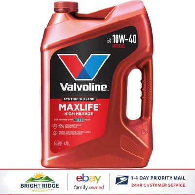 MaxLife Technology 10W-40 Engine Oil, 5 QT Bottle for High Mileage Cars