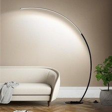 Large ARC Floor Lamp Dimmable LED 3 Color Light Temp, Black - Modern Minimalist