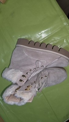 Great Ara Ladies Shoes Size 39 UK 6 Ankle Boots Beige Fleece Lined 