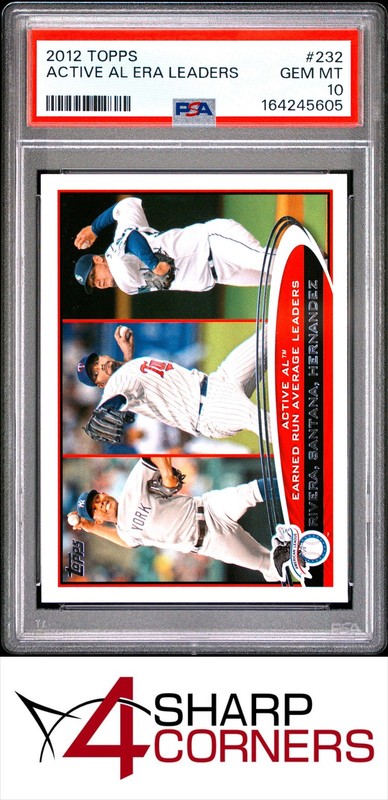 2012 TOPPS #232 MARIANO RIVERA-JOHAN SANTANA-FELIX HERNANDEZ PSA 10