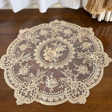 Brand New Antique Lace Doily Embroidery Champagne Gold