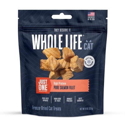 Whole Life Cat Just One Salmon Freeze Dried Cat Treats - Human Grade High Pro...