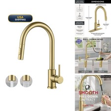 FORIOUS Kitchen Faucet 2-Mode Pull Down Sprayer Brushed Gold