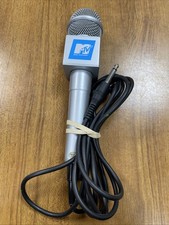 Vintage MTV Microphone w/Cord Jack Karaoke Silver Blue Party Entertainment Rare