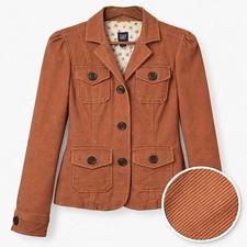 Vintage Y2K GAP Blazer Women Sz 2 Orange Corduroy Fitted Pockets Button Academia