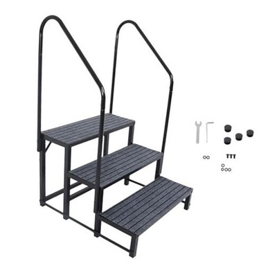  3 Step RV Steps with 2 Handrails w/Step Mat 660 lbs Load Capacity Spa Steps 