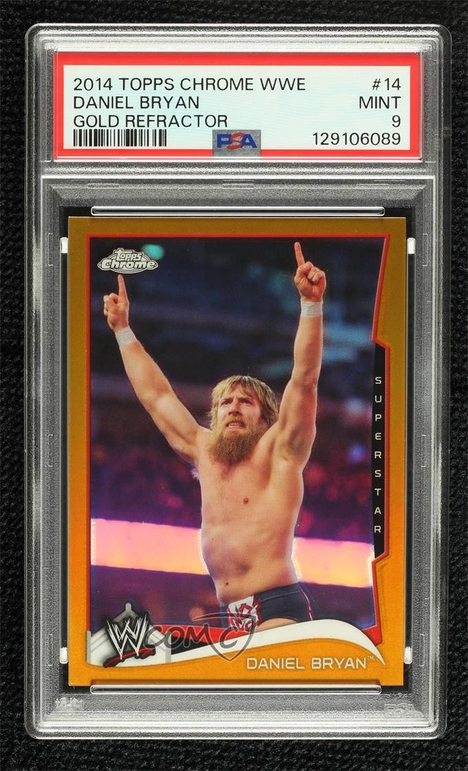 2014 Topps Chrome WWE Gold Refractor 42/50 Daniel Bryan #14 PSA 9 MINT dq2