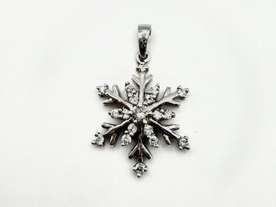 14K Weißgold APX 1/5 CTW Diamant Schneeflocke Anhänger 1,9g (ML1082346)