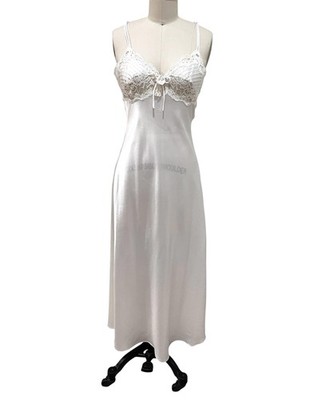 Vintage Christian Dior Nightgown Womens Size Small White Satin Lace Bridal 