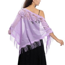 Bohemian Lace Shawl Wrap for Women Renaissance Triangle Tassels Light Purple