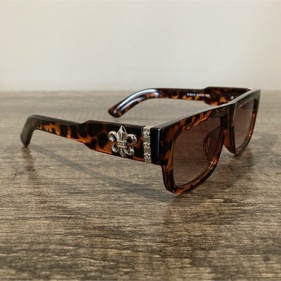 Chrome Hearts Women s Rectangle Tortoise Shell Sunglasses Brown Tinted Lenses