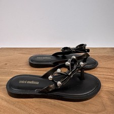 New NWOB Little Kids Mini Melissa Flip Flop II Jelly Black Sandals Size 11 C