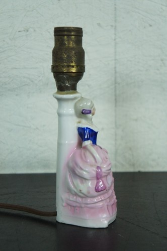 Antique 1930s German Figural Porcelain Colonial Painted Budoir Table Lamp 6050 - Picture 4 of 12